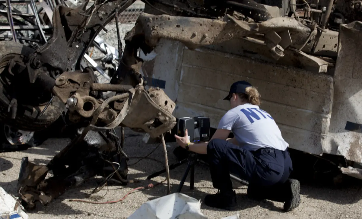 A laser scanner in use